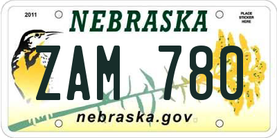 NE license plate ZAM780