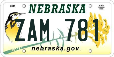 NE license plate ZAM781