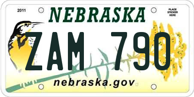 NE license plate ZAM790