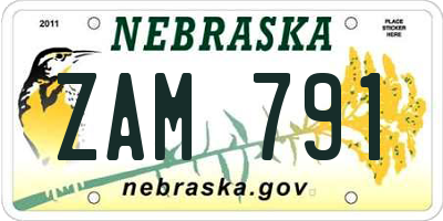 NE license plate ZAM791