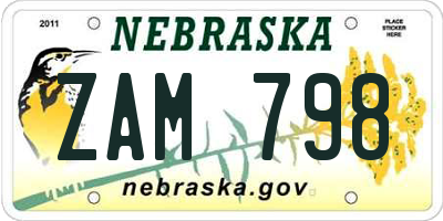 NE license plate ZAM798