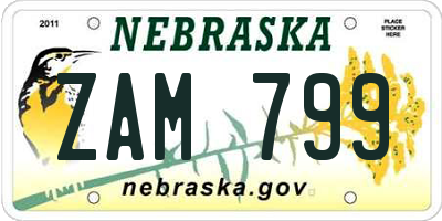 NE license plate ZAM799