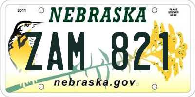 NE license plate ZAM821