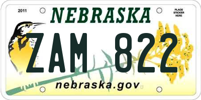 NE license plate ZAM822
