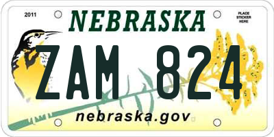 NE license plate ZAM824