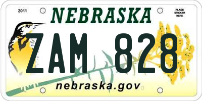 NE license plate ZAM828