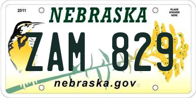 NE license plate ZAM829