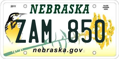 NE license plate ZAM850