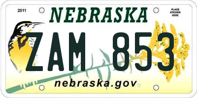 NE license plate ZAM853