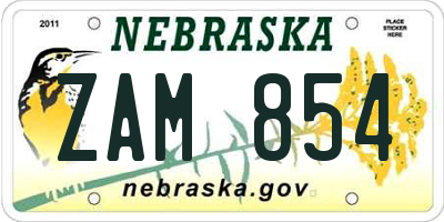 NE license plate ZAM854