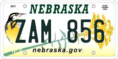 NE license plate ZAM856