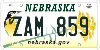 NE license plate ZAM859