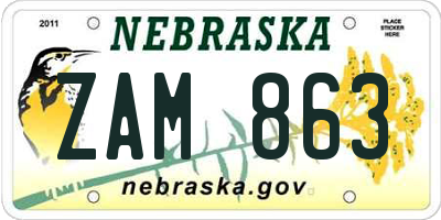 NE license plate ZAM863