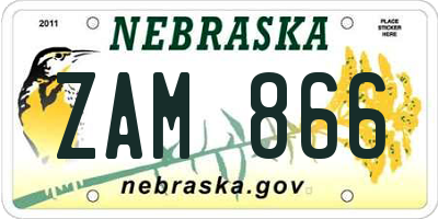 NE license plate ZAM866
