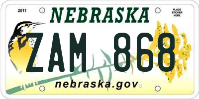 NE license plate ZAM868