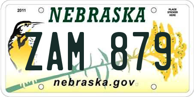 NE license plate ZAM879