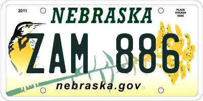 NE license plate ZAM886