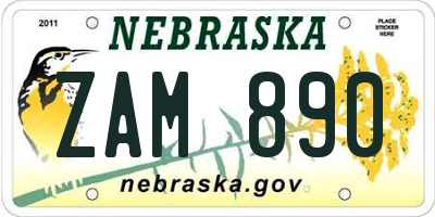 NE license plate ZAM890