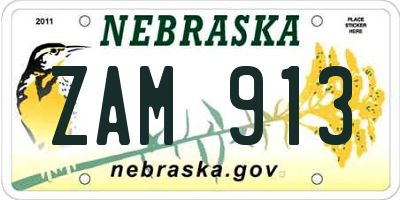NE license plate ZAM913
