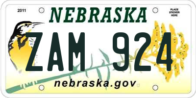 NE license plate ZAM924