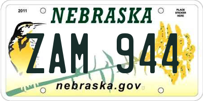 NE license plate ZAM944