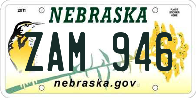 NE license plate ZAM946