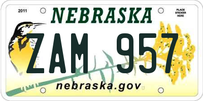 NE license plate ZAM957