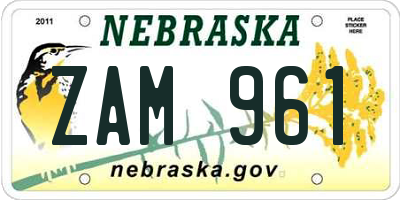 NE license plate ZAM961
