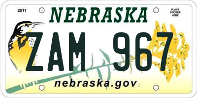 NE license plate ZAM967