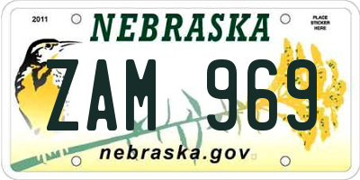 NE license plate ZAM969