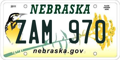 NE license plate ZAM970
