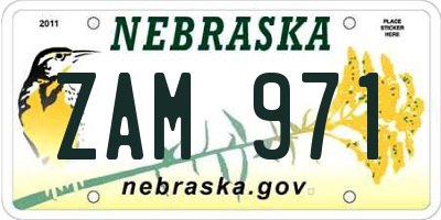NE license plate ZAM971