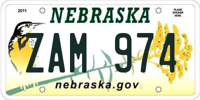 NE license plate ZAM974