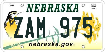 NE license plate ZAM975