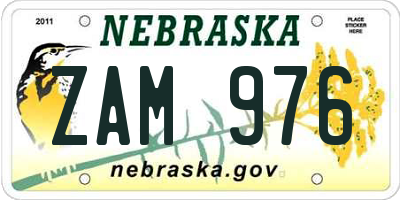 NE license plate ZAM976