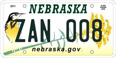 NE license plate ZAN008