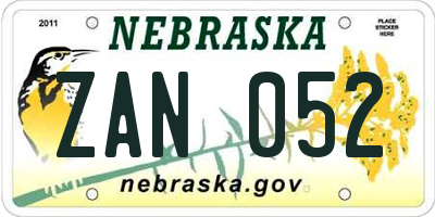 NE license plate ZAN052