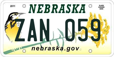 NE license plate ZAN059