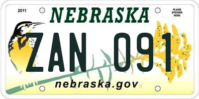 NE license plate ZAN091