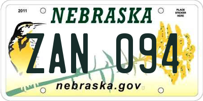 NE license plate ZAN094