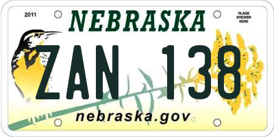 NE license plate ZAN138