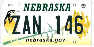 NE license plate ZAN146