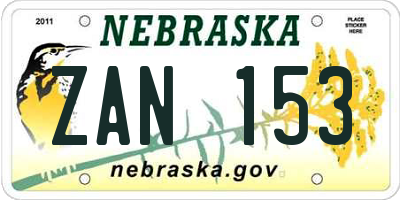 NE license plate ZAN153