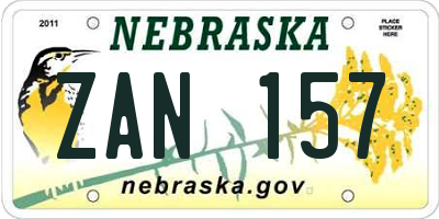 NE license plate ZAN157