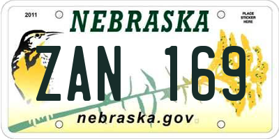 NE license plate ZAN169