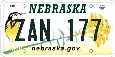 NE license plate ZAN177
