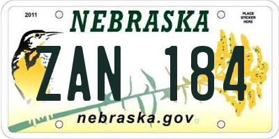 NE license plate ZAN184