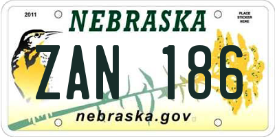 NE license plate ZAN186