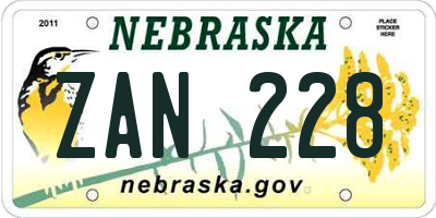 NE license plate ZAN228