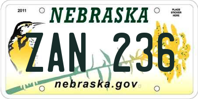NE license plate ZAN236